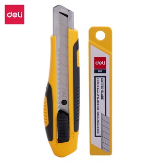 Dao rọc giấy Deli, loại 8 lưỡi tách rời, vàng - E2068