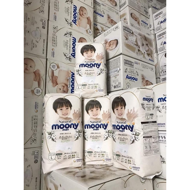 Bỉm nội địa Moony trắng natural NB63/S58/M48/L36/XL32 – có bán sỉ