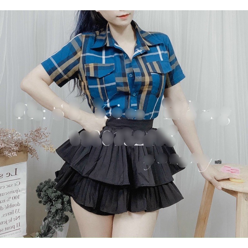 Áo sơ mi caro tay ngắn nhiều màu - Màu như hình chụp sàn - S5U
