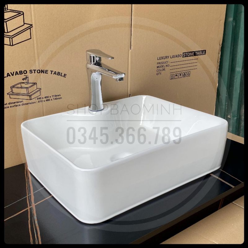 Chậu rửa mặt - Lavabo chữ nhật đặt bàn 609