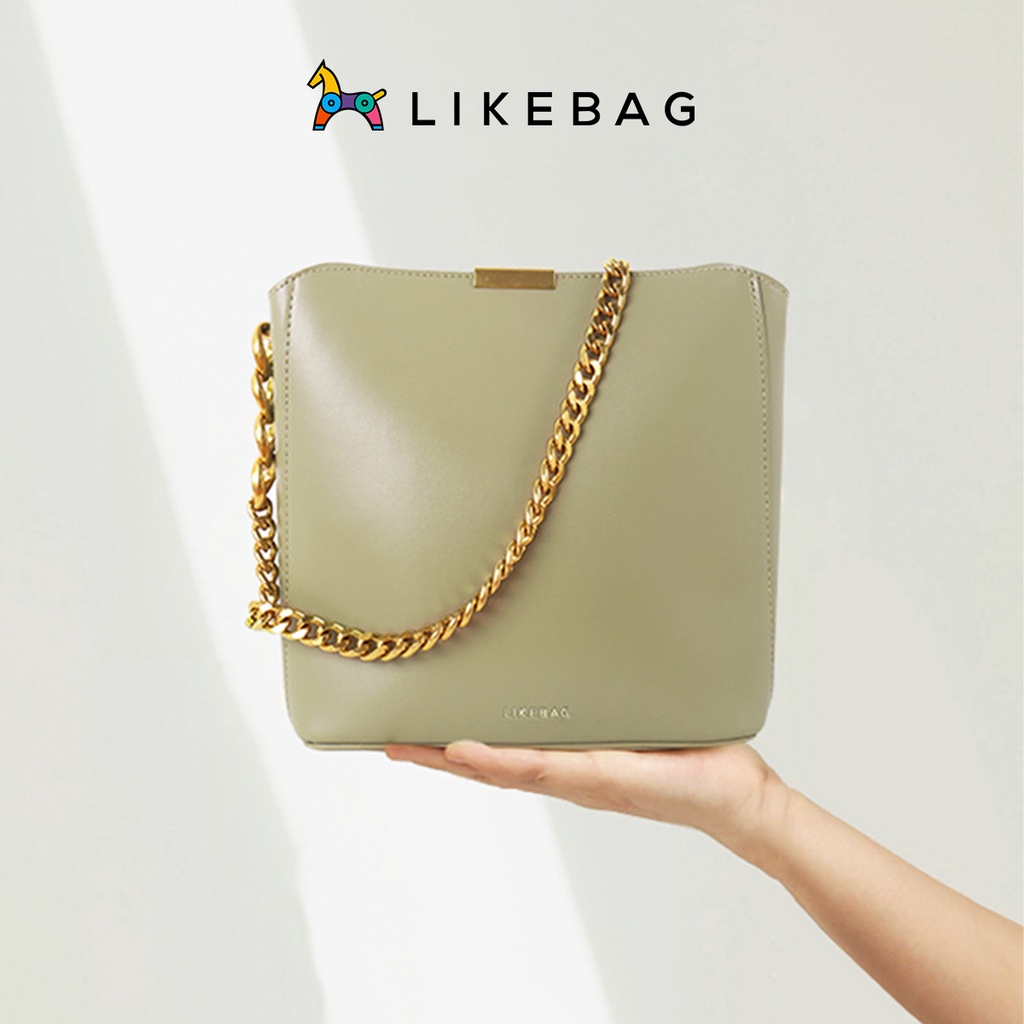 Túi xách nữ đeo chéo kèm ví mini LIKEBAG dáng vuông phối xích vàng sang trọng 218XK9785 - LIBAGI