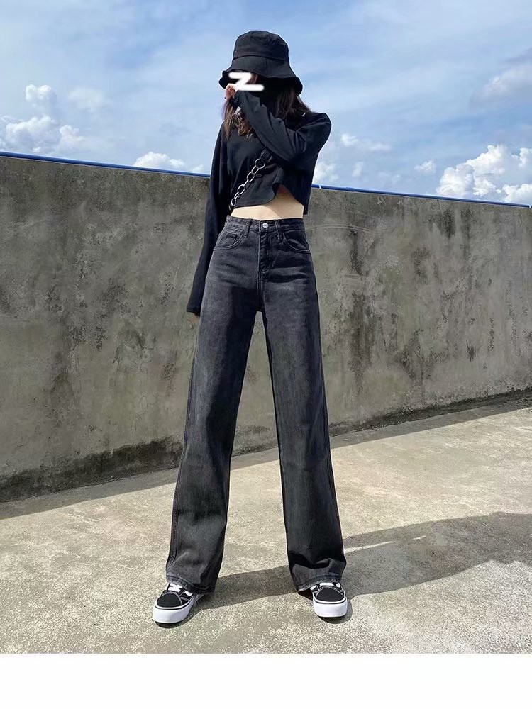 Quần jeans lưng cao ống rộng thời trang xinh xắn cho nữ 2020