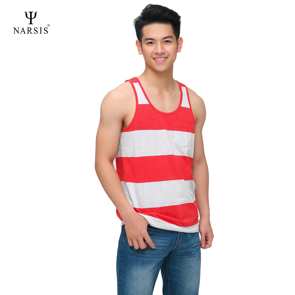 [Mã BMBAU50 giảm 7% đơn 99K] Áo thun nam NARSIS D8055A kẻ đỏ viền đỏ