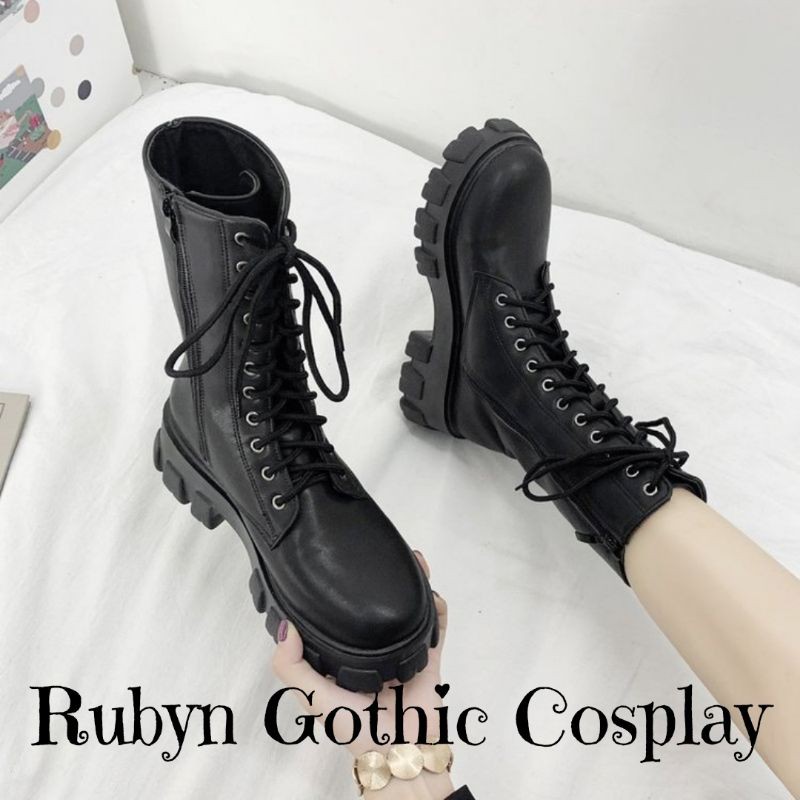 [SẴN TRẮNG, ĐEN]🔥 Giày Boots chiến binh cổ cao Gothic khóa kéo siêu cá tính ( Size 35 - 40 )