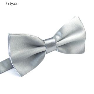 Fstyzx Men Satin Bowtie Classic Wedding Party Bow Tie Solid Color Adjustable Necktie FY