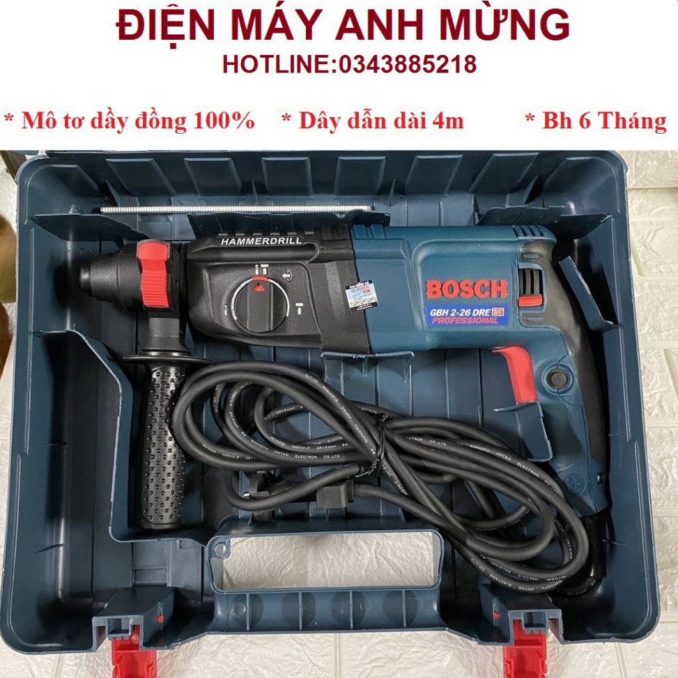 Máy khoan bê tông bosch 800w, 3 chức năng, khoan búa,khoan sắt, vừa khoan vừa búa, đảo chiều, điều chỉnh tốc độ