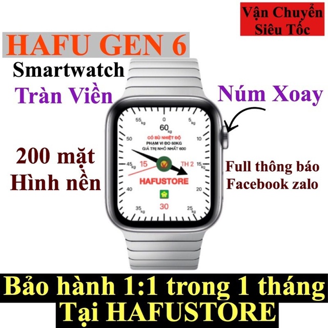 Đồng Hồ Thông Minh HAFU GEN6 Smartwatch Viền Siêu Mỏng Núm Xoay Thay Ảnh Nền Theo Dõi Nhịp Tim Sức Khoẻ