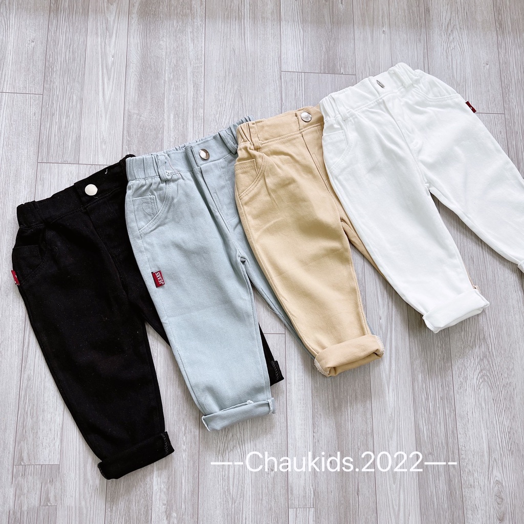 [20-30kg] Quần kaki trơn cho bé trai bé gái size đại, lưng thun mềm co giãn thoải mái