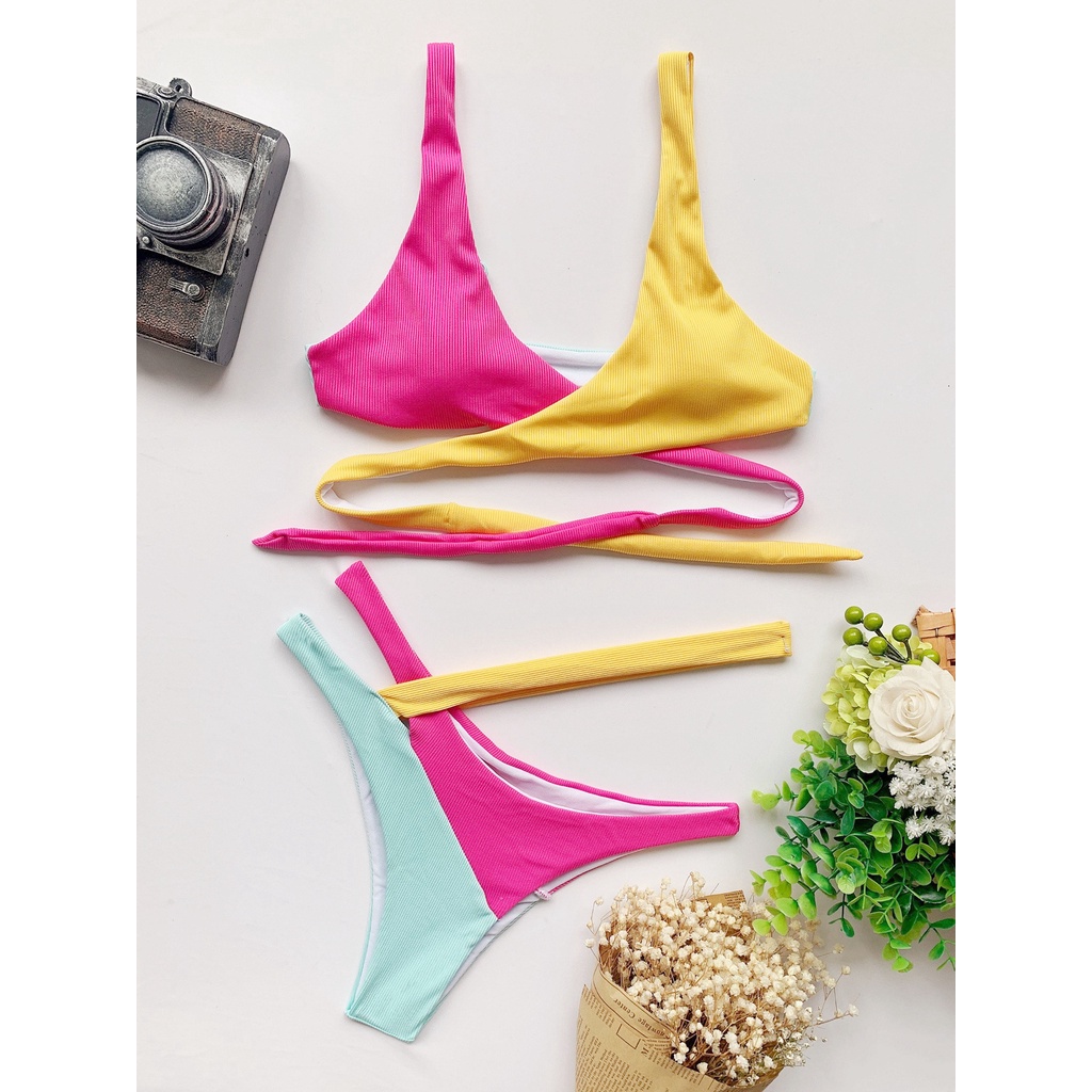 Bikini 2 mảnh 6124 phối màu độc đáo phong cách Âu Mỹ thời trang cho nữ | BigBuy360 - bigbuy360.vn