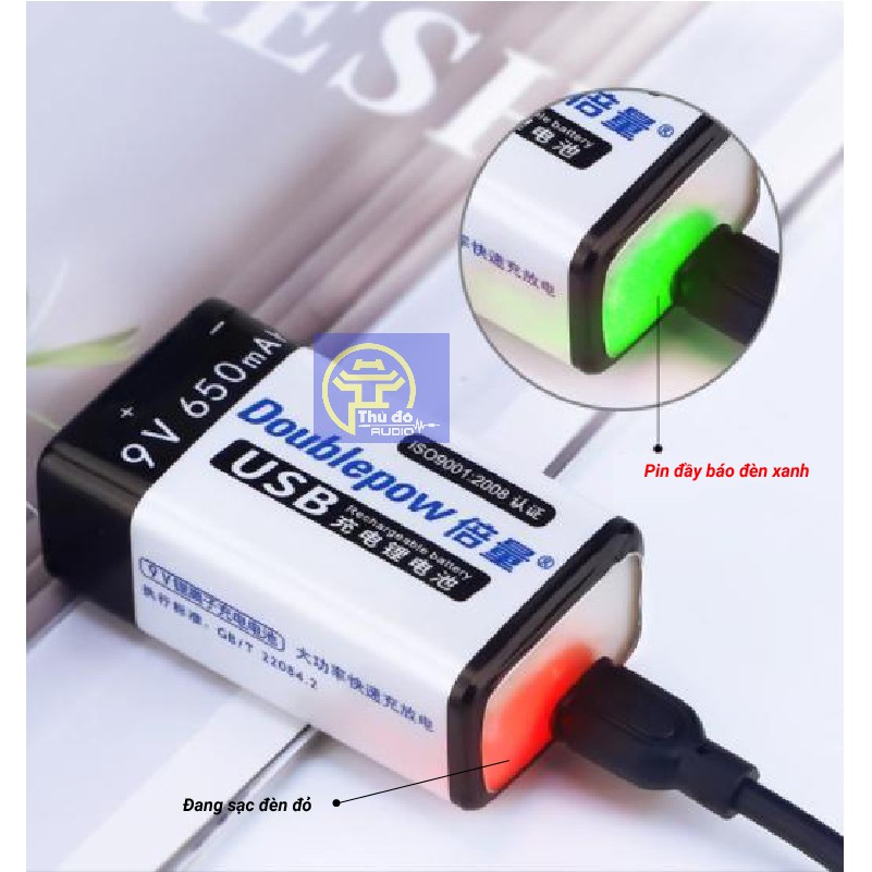 Pin Sạc Cổng Micro USB Doublepow 9V 6F22 650mAh