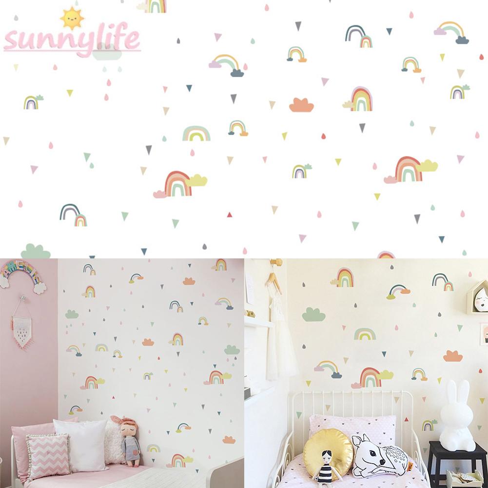 Sticker Dán Tường Họa Tiết Hình Cầu Vồng Dùng Trang Trí Phòng Ngủ Cho Trẻ Nhỏ