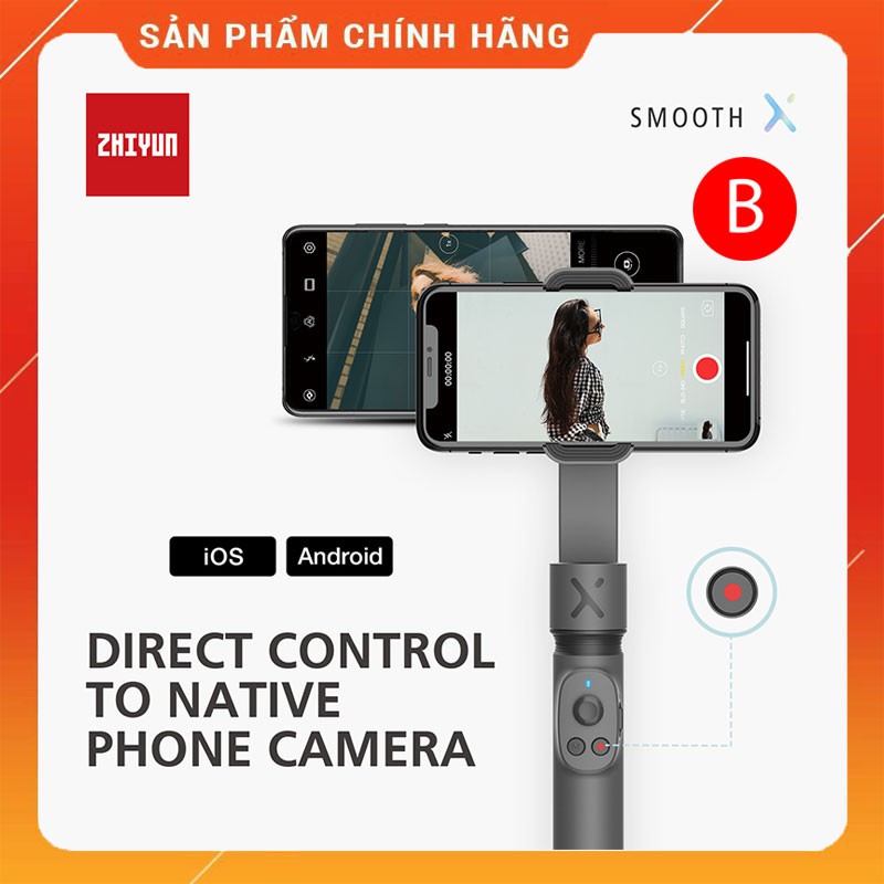 Gimbal chống rung Zhiyun Smooth X Chống rung cho điện thoại kết hợp gậy tự sướng,gậy selfie(HÀNG CHÍNH HÃNG BẢO HÀNH)