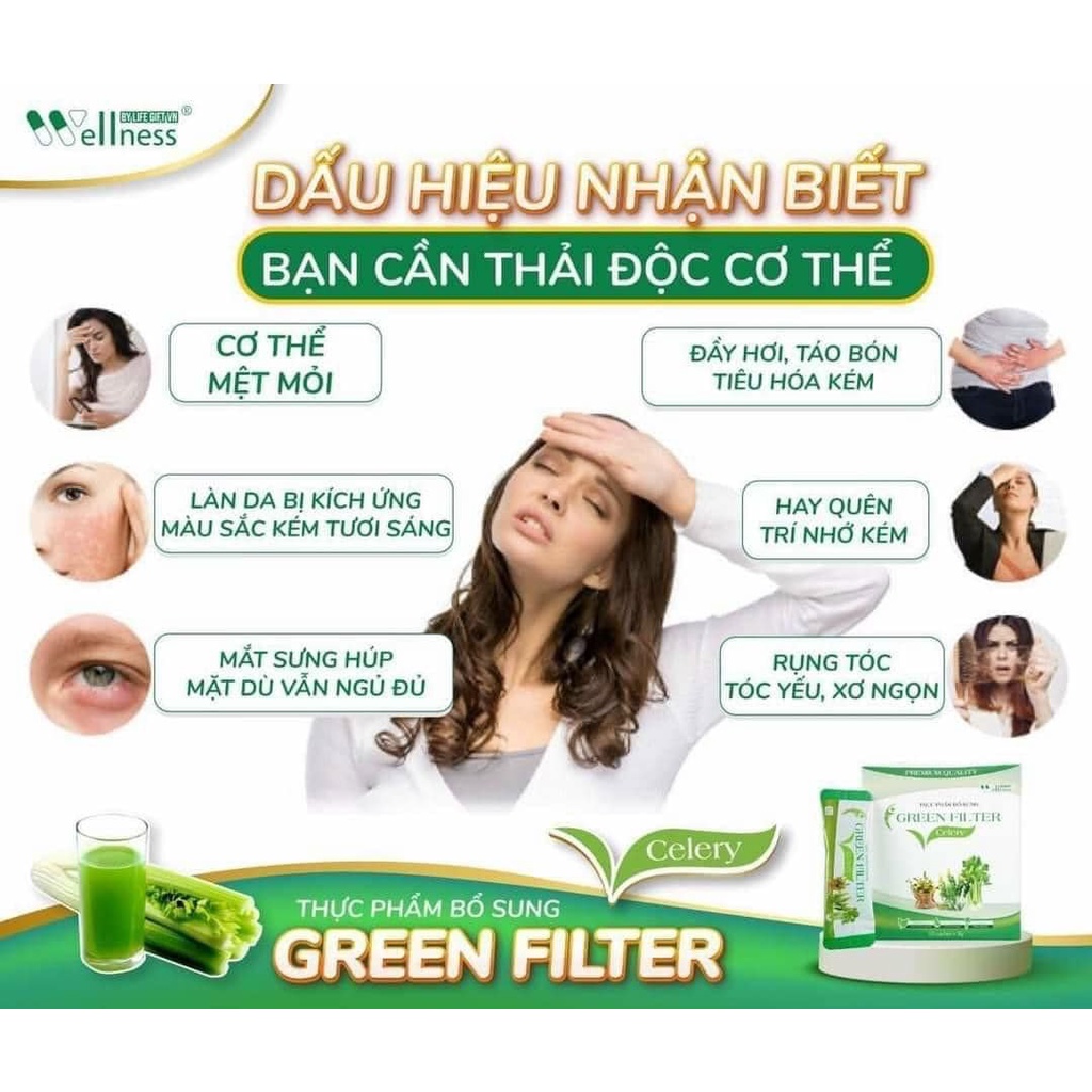 Bột cần tây sấy lạnh Organic GREEN FILTER giảm cân, giữ dáng, đẹp da, thanh lọc cơ thể, cân bằng nội tiết tố nữ