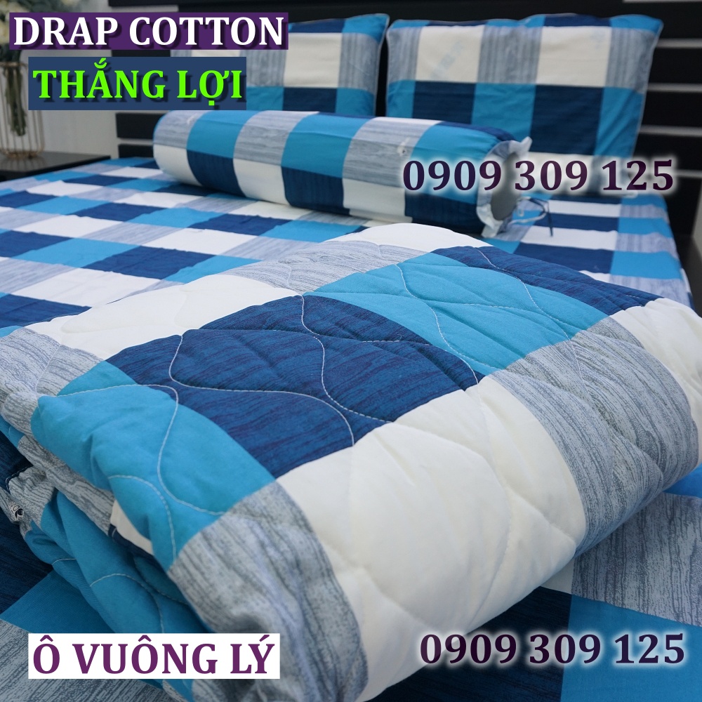 (ảnh thật) bộ drap cotton Thắng Lợi Ô VUÔNG LÝ chính hãng