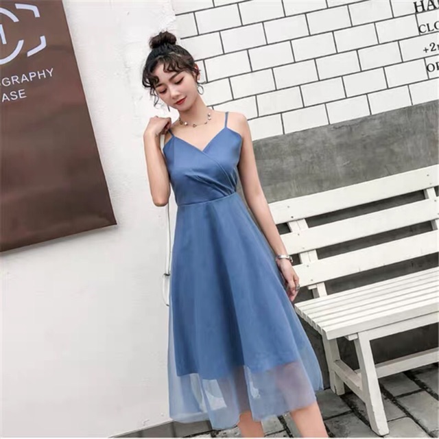 💋Váy Maxi hai dây lụa tiểu thư pha lưới nhẹ nhàng thướt tha💋Hàng Quảng Châu💋