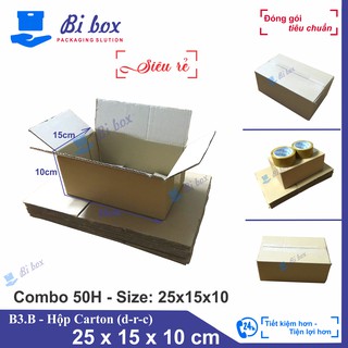 Combo 50 Hộp Carton 25x15x10 - Thùng Giấy Carton Giá Rẻ