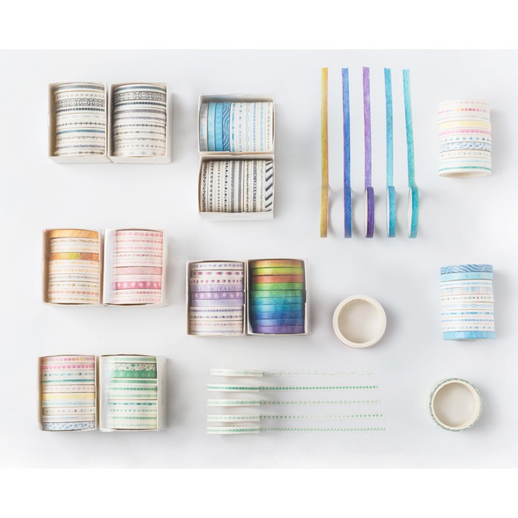 Set 10 cuộn tape washi tape 5mm