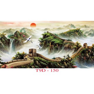 Tranh 3D Bể Cá Cảnh Mẫu Vạn Lý Trường Thành - Tranh Bể Cá Vạn Lý Trường Thành Có Sẵn Keo Dán, Tặng Kèm Bộ Dụng Cụ