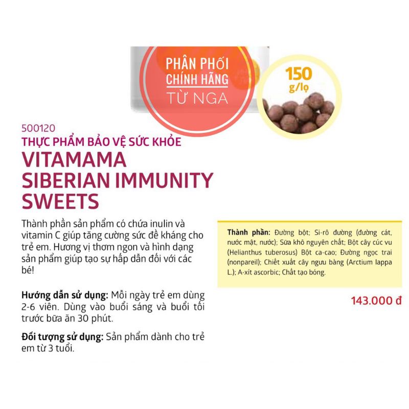 Viên  socola vitamama siberian.