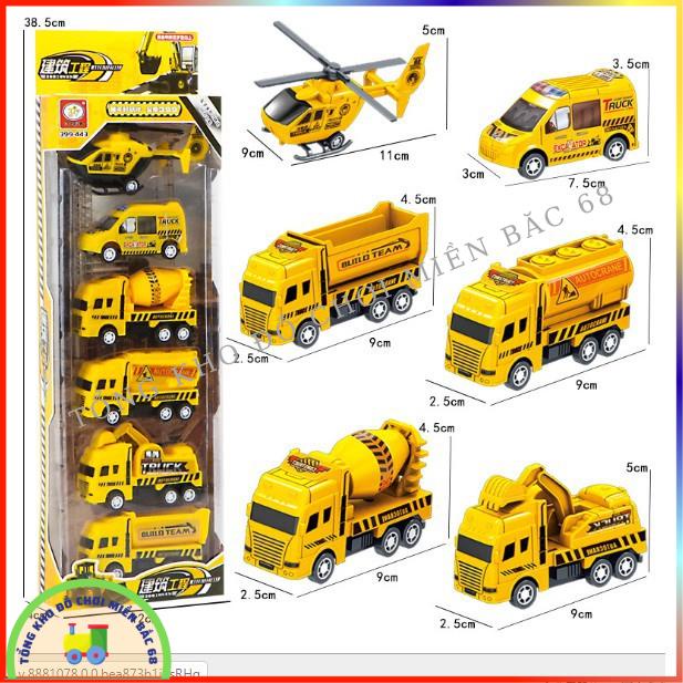 Đồ chơi mô hình hộp 6 xe ô tô Công trường Cứu hỏa Quân sư Môi trường chạy cót Đồ chơi hướng nghiệp cho bé TKMB68
