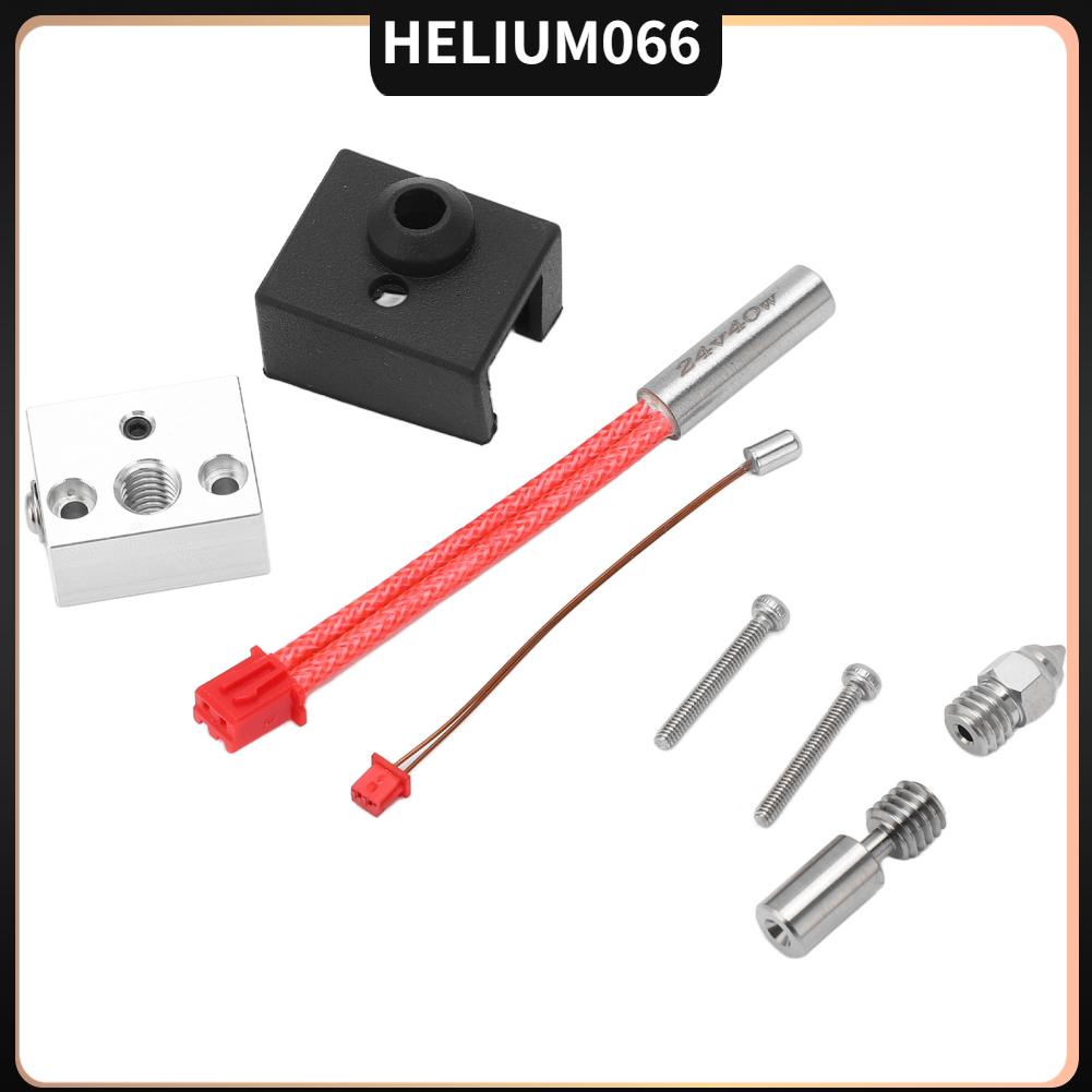 Helium066 Bộ phận làm nóng máy in 3D 300 ℃ 24V 40W Thanh sưởi dây nhiệt khối ống cổ họng 0 4mm tay áo silicone vòi phun