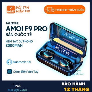 Tai nghe Bluetooth AMOI F9 PRO Quốc Tế 2021  tích hợp SẠC DỰ PHÒNG 2000mAh cho iphone,android