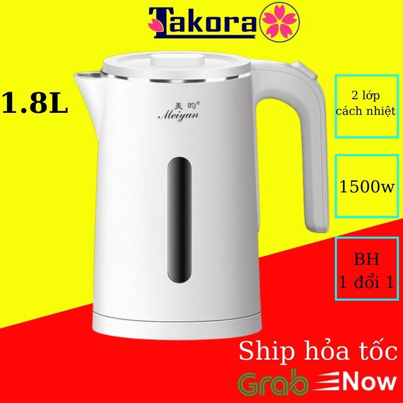 Ấm siêu tốc 2 lớp chính hãng Meiyun, ấm siêu tốc hai lớp chính hãng inox loại tốt cao cấp - TAKORA STORE