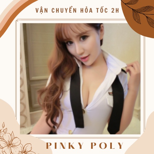 Set Cosplay Tiếp Viên Hàng Không Sexy Quyến Rũ (Mũ + Cà Vạt) - Váy Ngủ Đồng Phục PinkyPoly CP09 | BigBuy360 - bigbuy360.vn