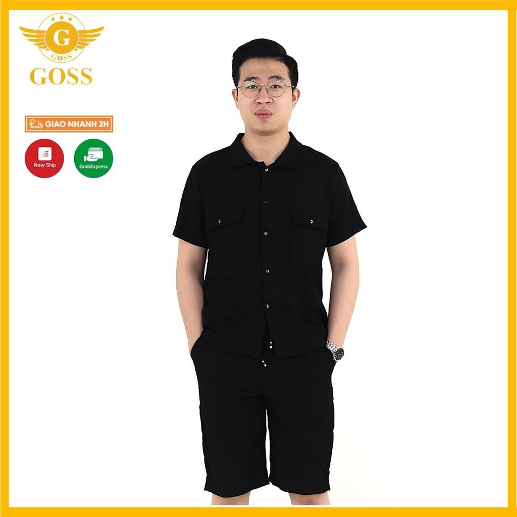 Bộ Đũi Nam Cổ Bẻ Cao Cấp, Vải Đũi Siêu Mềm Mịn Thoáng Mát Thấm Hút Mồ Hôi-GOSS M323 | BigBuy360 - bigbuy360.vn