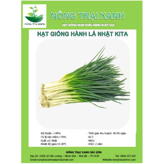 Hạt Giống Hành Lá Cao Sản  - Thơm, Giàu Dinh Dưỡng - MUA 3 TẶNG 1 CÙNG LOẠI