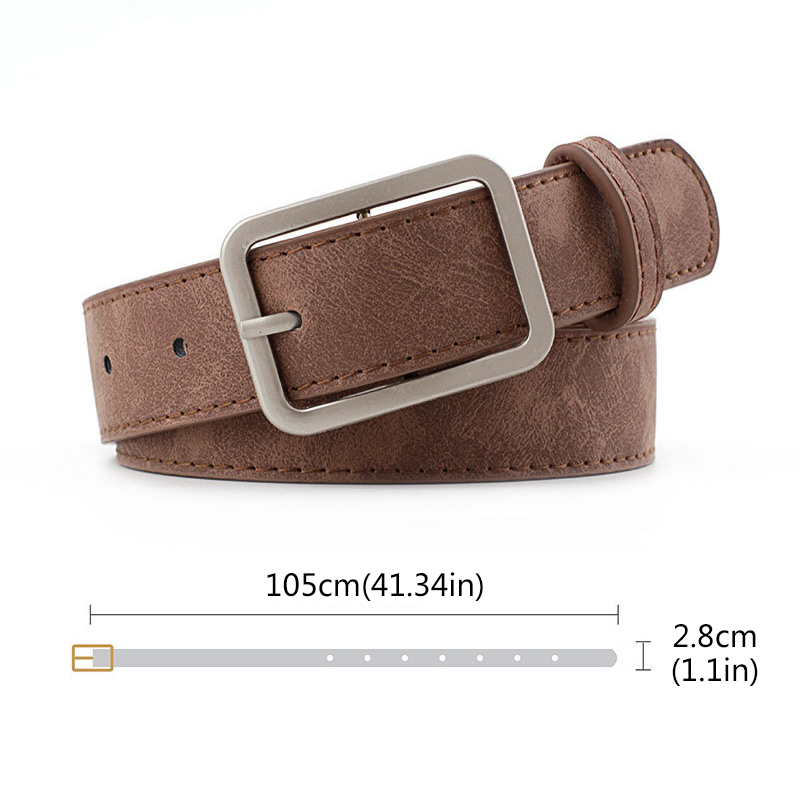 Dây thắt lưng bằng da phối khóa kim loại hình vuông thời trang sành điệu cho nữ