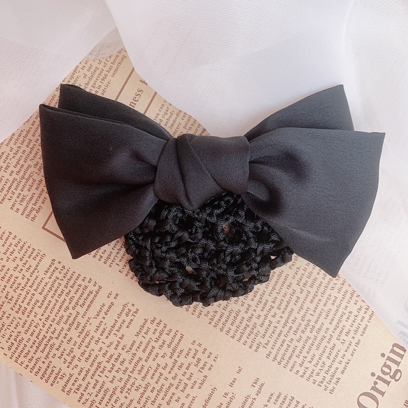 Kẹp tóc búi lưới công sở nơ lụa hàng thiết kế L10