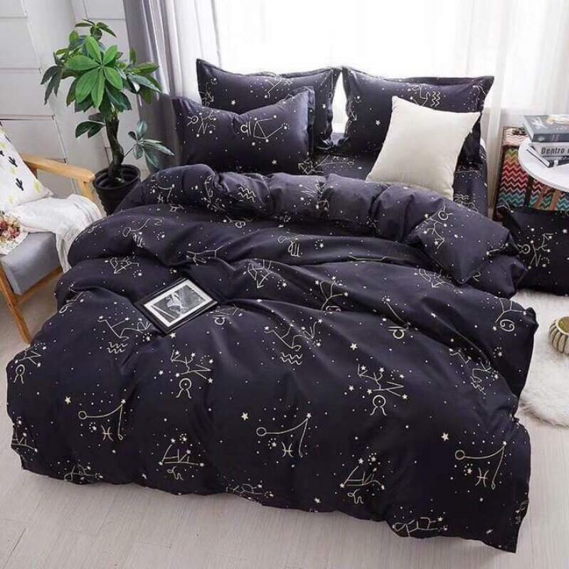 Bộ 5 món set hè và phao mẫu CUNG HOÀNG ĐẠO, cottong poly , set drap.