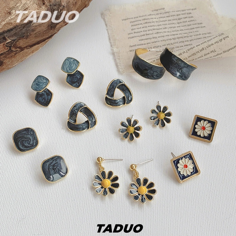 Bông Tai Mạ Bạc 925 Hình Hoa Phong Cách retro Thời Trang 2023 Dành Cho Nữ