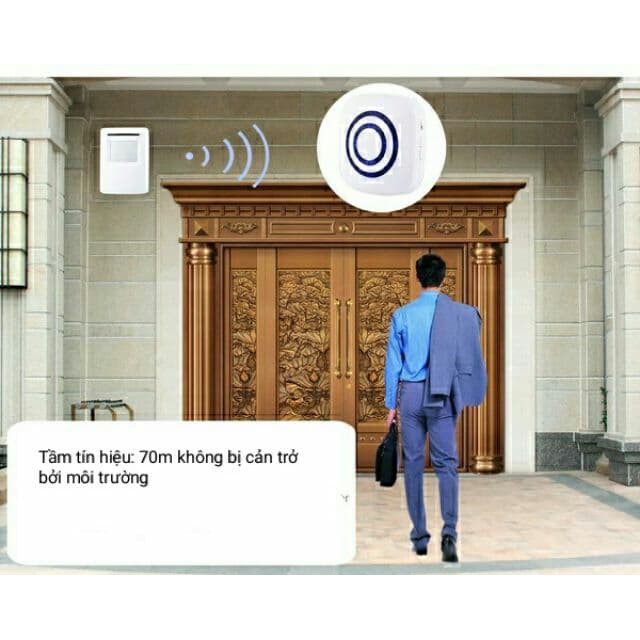 Chuông báo khách hồng ngoại không dây 2 chuông 1 cảm biến