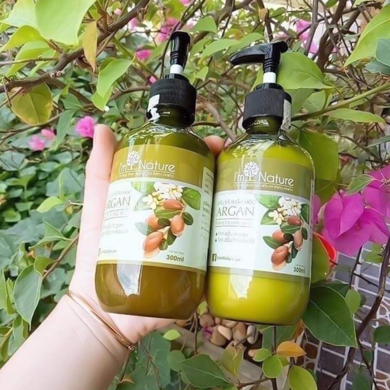 (+Quà) Bộ Dầu Gội Thảo Mộc Argan 300 ml I'm Nature Đặc Trị Rụng Tóc, Trị Gàu, Dưỡng Tóc