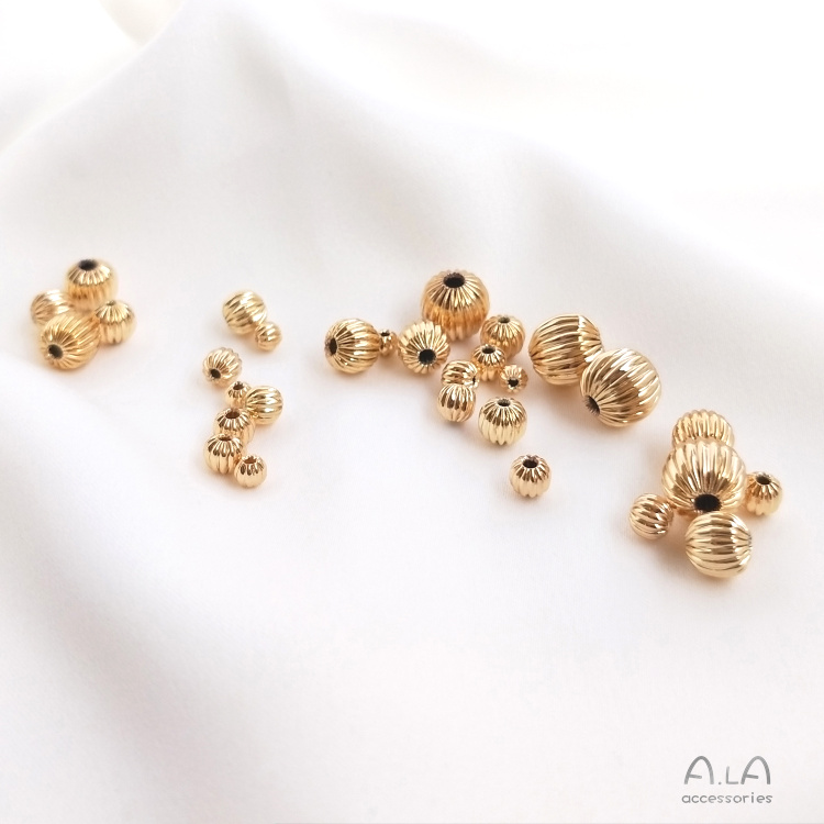 Bộ 10 Hạt Đồng 14K Nhiều Màu Sắc Họa Tiết Quả Bí Ngô/Quả Bí Đỏ Làm Đồ Thủ Công DIY