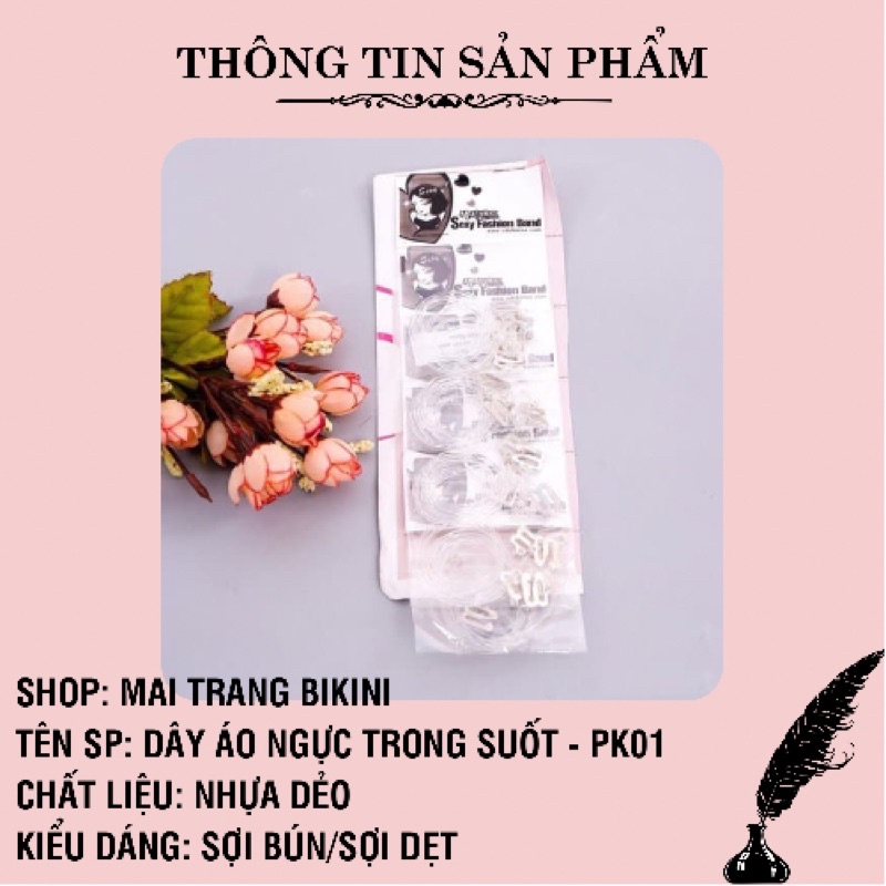 Dây áo ngực trong suốt nhựa dẻo siêu dai sợi bún/sợi dẹt –
