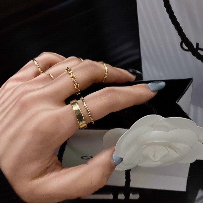 Set 7 nhẫn nữ đeo khớp ngón tay đơn giản thời trang phong cách hip hop