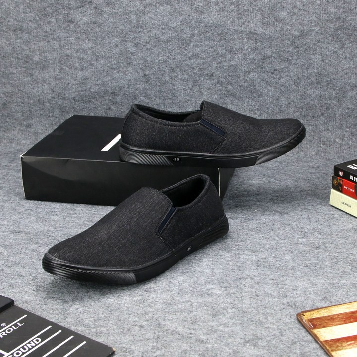 Giày lười vải nam full đen TS212 Tronshop | WebRaoVat - webraovat.net.vn
