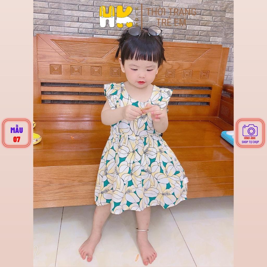 Váy lanh bé gái HC KIDS, kiểu đầm dáng suông cánh tiên mềm mại cho các bé diện hè (sz 1-6 tuổi) - HK KIDS