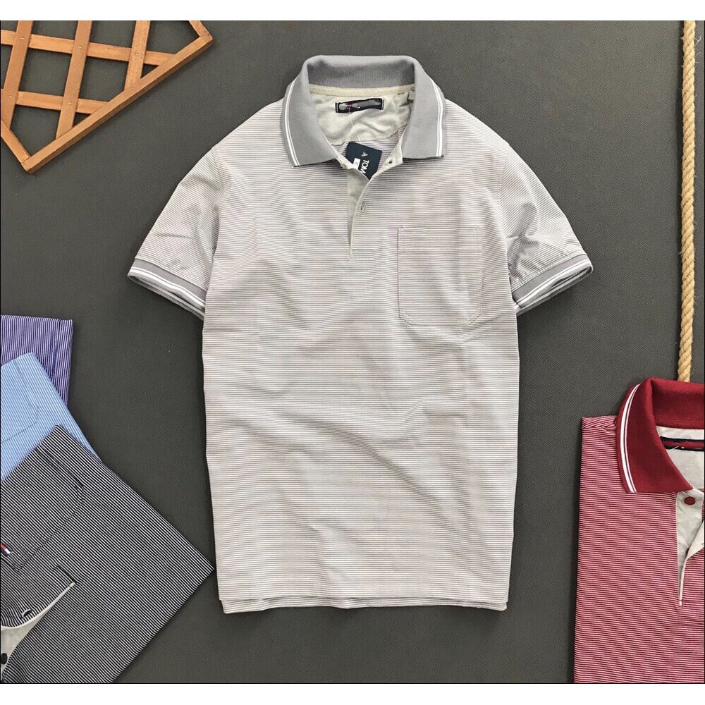 ÁO THUN NAM CAO CẤP CỔ BẺ SỌC CÓ TÚI | BigBuy360 - bigbuy360.vn
