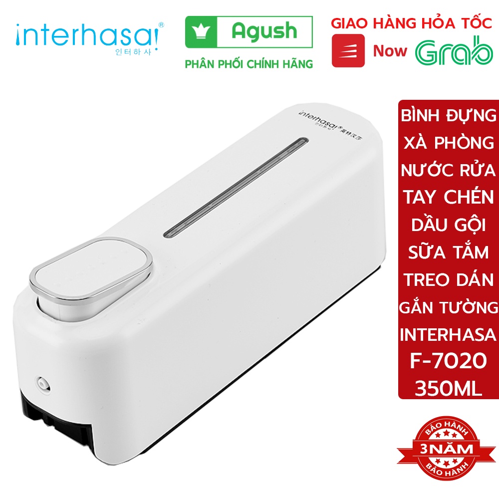 Bình đựng xà phòng nước rửa tay dạng xịt INTERHASA F7020 trắng lọ 350ml đồ gắn dán treo tường xà bông rửa chén bát