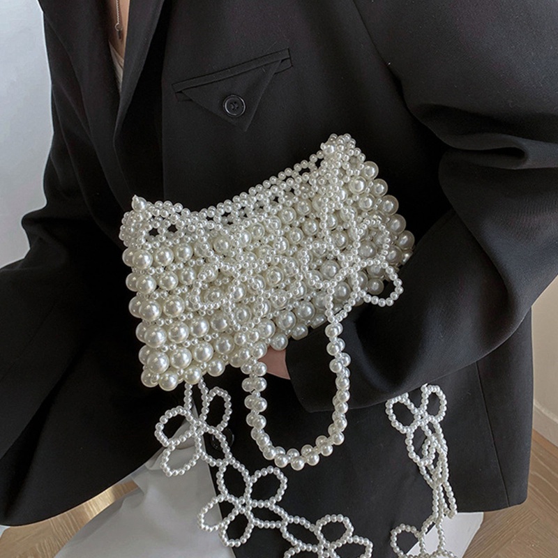 Túi Xách Đeo Vai Đính Hoa Ngọc Trai Nhân Tạo Thời Trang Sang Trọng