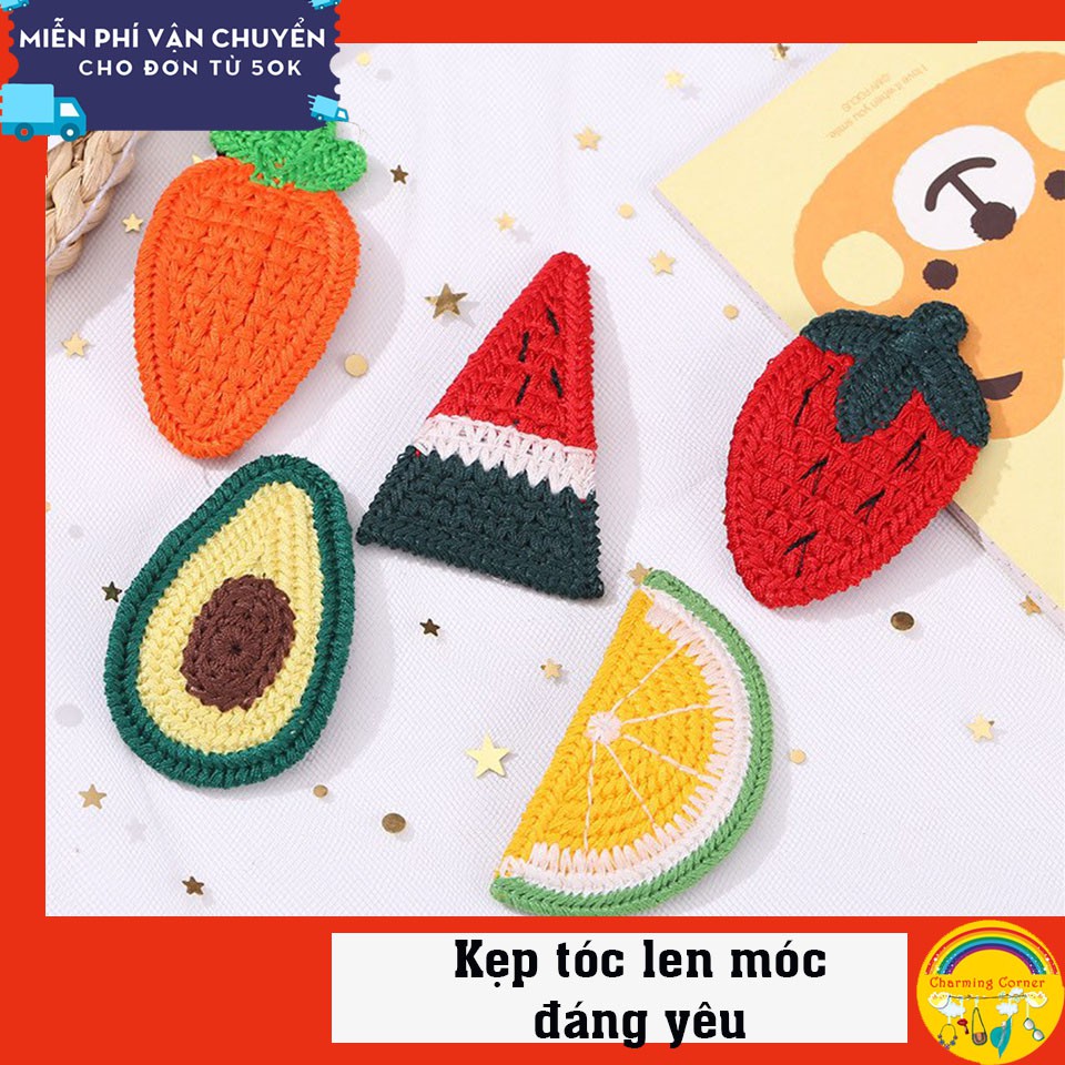 Kẹp tóc len móc hình hoa quả đáng yêu