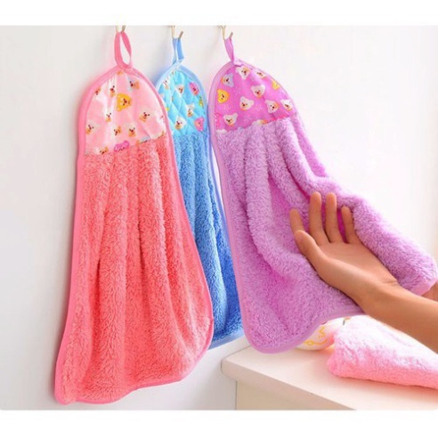 Khăn lau bếp đa năng dày dặn, khăn lau tay nhà bếp treo tường dễ thương với 2 mặt siêu thấm