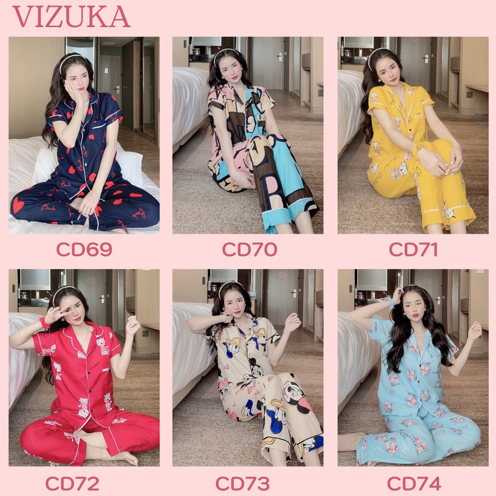 Đồ bộ pijama nữ mặc nhà chất liệu kate thái dễ thương VIZUKA