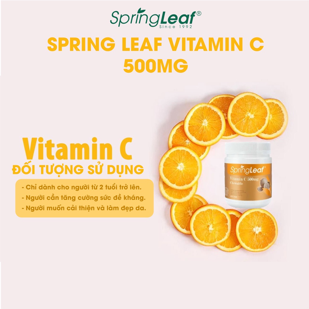 Viên Ngậm Vitamin C 500mg SpringLeaf 500 viên Tăng sức đề kháng