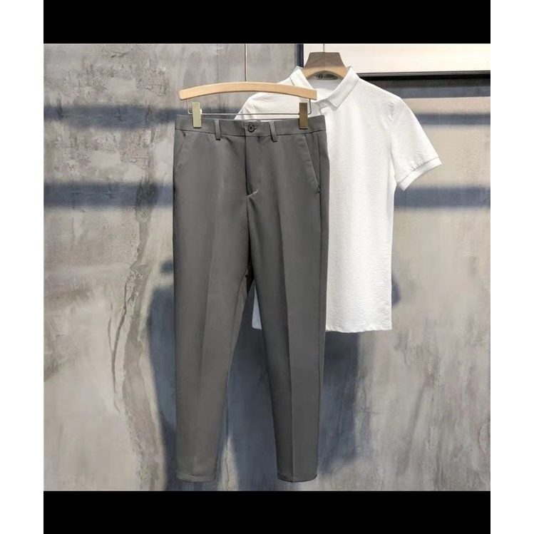 Quần ống rộng lưng thun co giãn màu sắc đơn giản cho nam