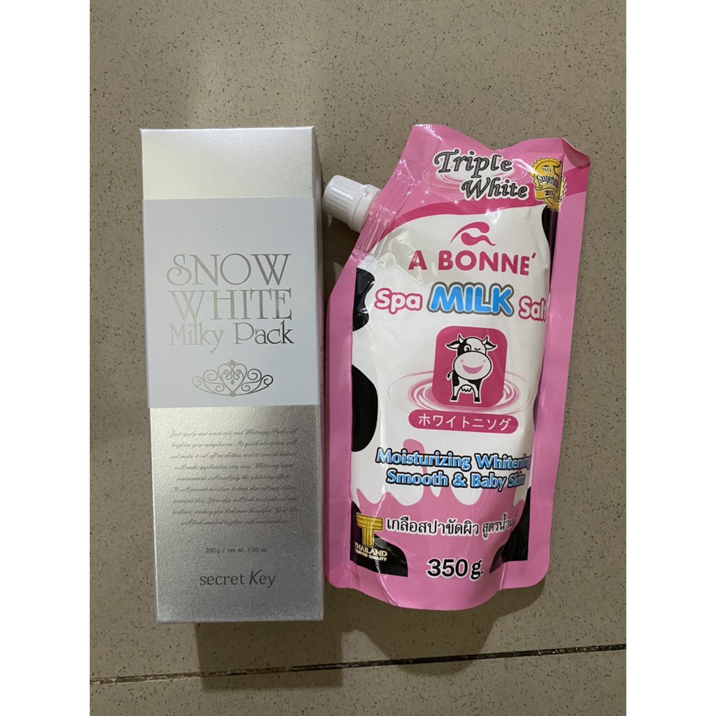 COMBO Dưỡng Thể VASELINE + Kem tắm trắng SNOW WHITE SECRET KEY + Muối Tẩy Tế Bào Chết A BONNE